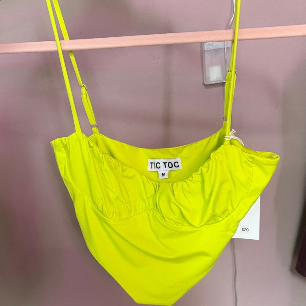 TIC TOC Neon Yellow / Green Crop Top